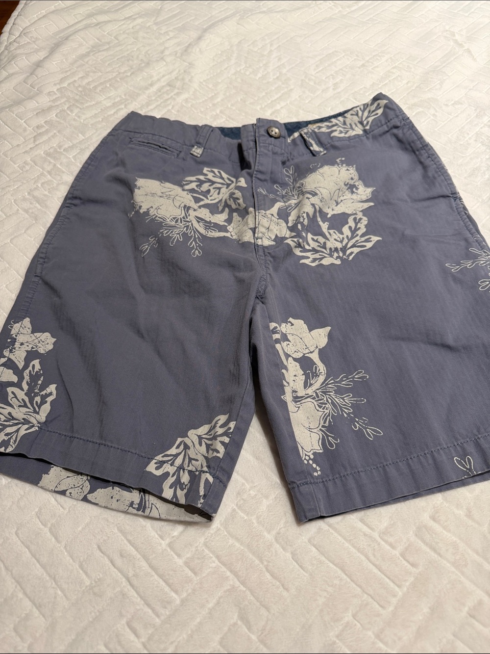 Men's Blue Floral Print Casual Shorts size 30 Three Truths